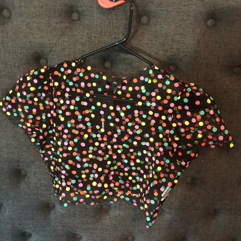 Mesh polka dot crop top